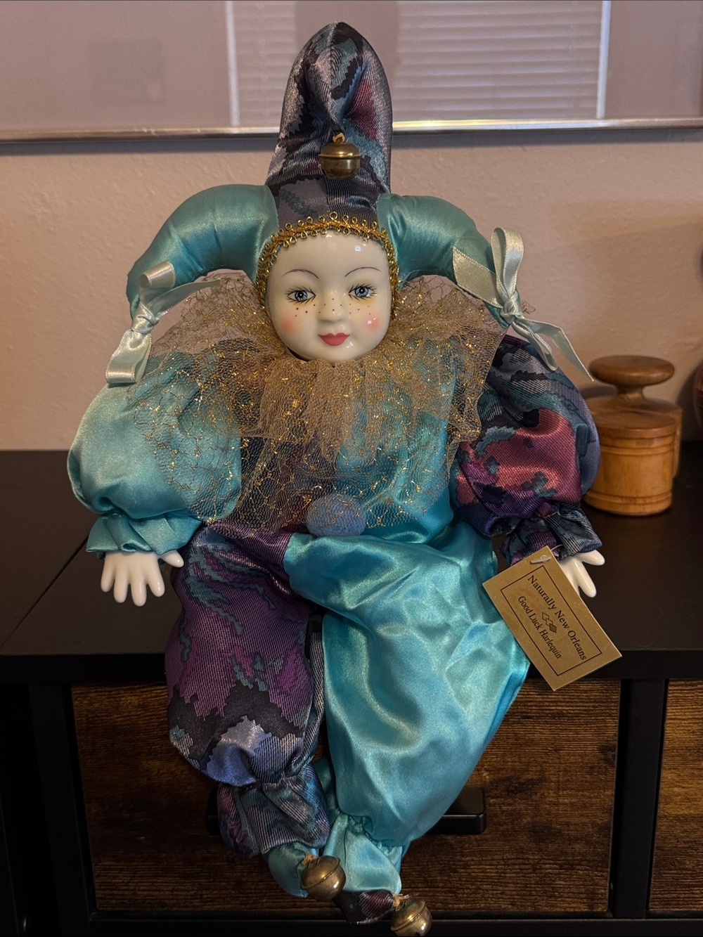 Naturally New Orleans Good Luck Harlequin Doll - Turquoise & Purple Accents